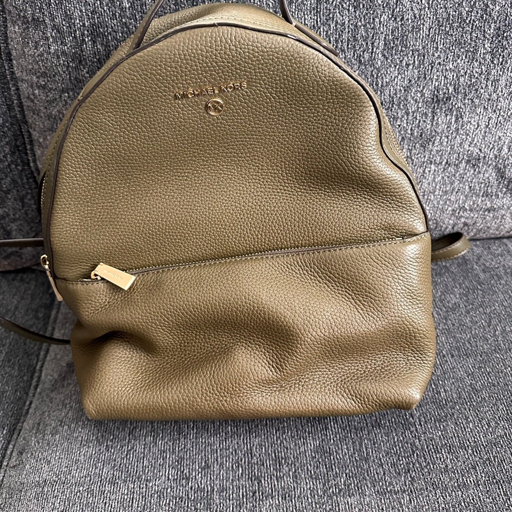 Michael Kors Olive Green Leather Backpack